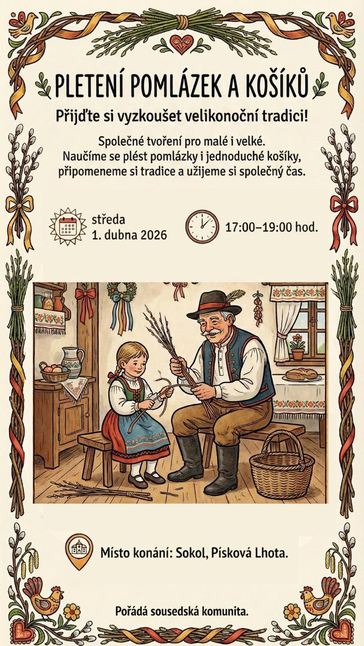 Leták k akci Pletení Pomlázek a košíků